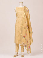 Mercerized Cotton Zari Buta Work Banarasi Suit With Chanderi Dupatta
