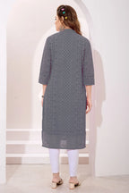 Gray Fine Georgette Kurta with Chicken Embroidery