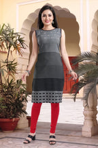 Grey Cotton Sleeveless Long Tunic for Daily Wear