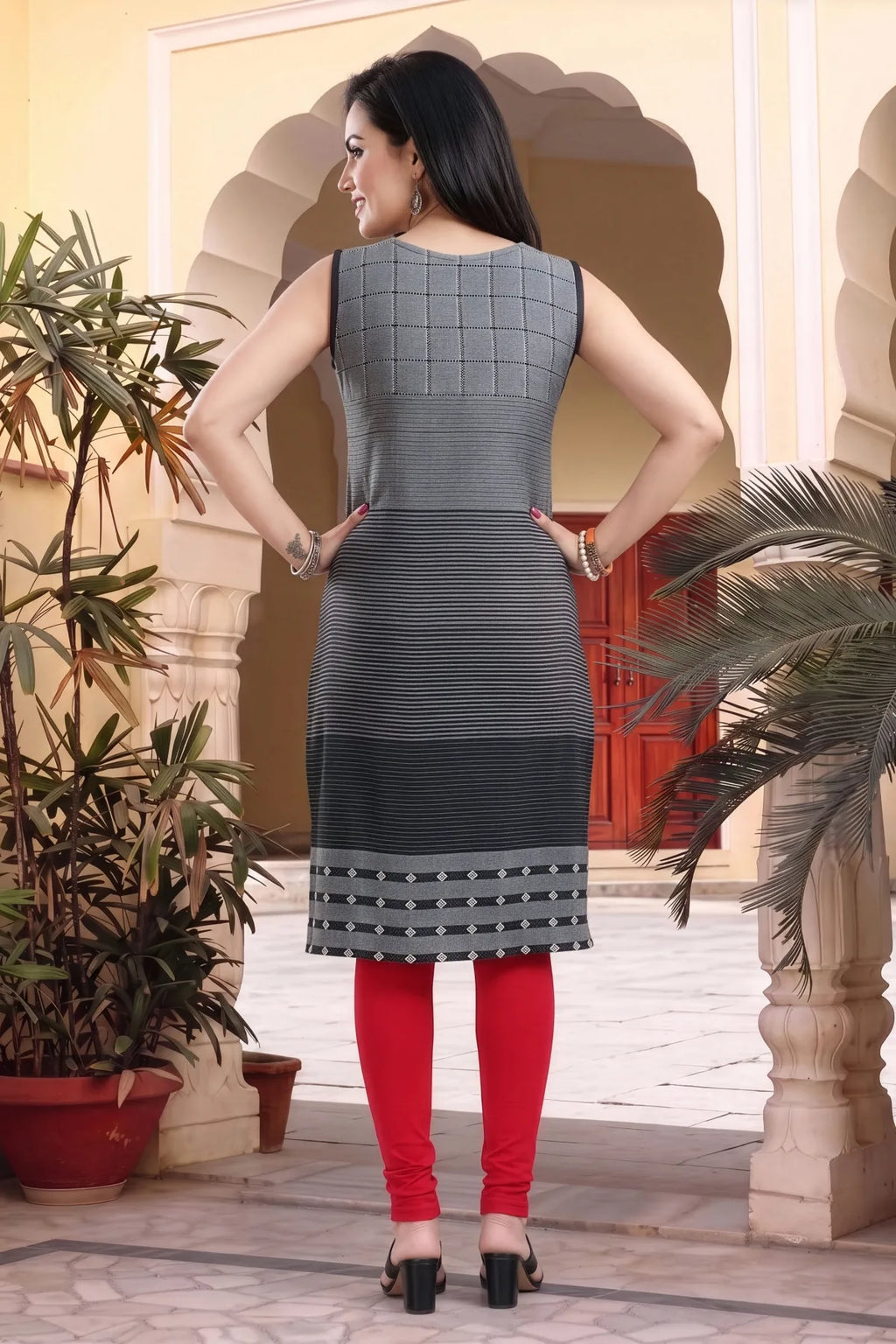Grey Cotton Sleeveless Long Tunic for Daily Wear