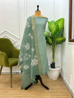 Chanderi Designer Floral Work Banarasi Suit With Chanderi Dupatta