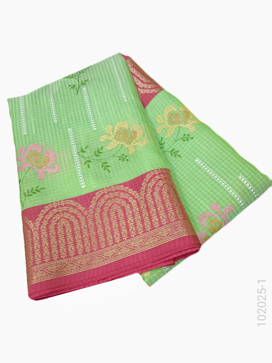 Cotton Embroidery Work Kota Checks Banarasi Saree