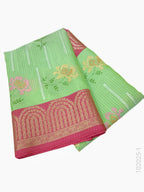 Cotton Embroidery Work Kota Checks Banarasi Saree
