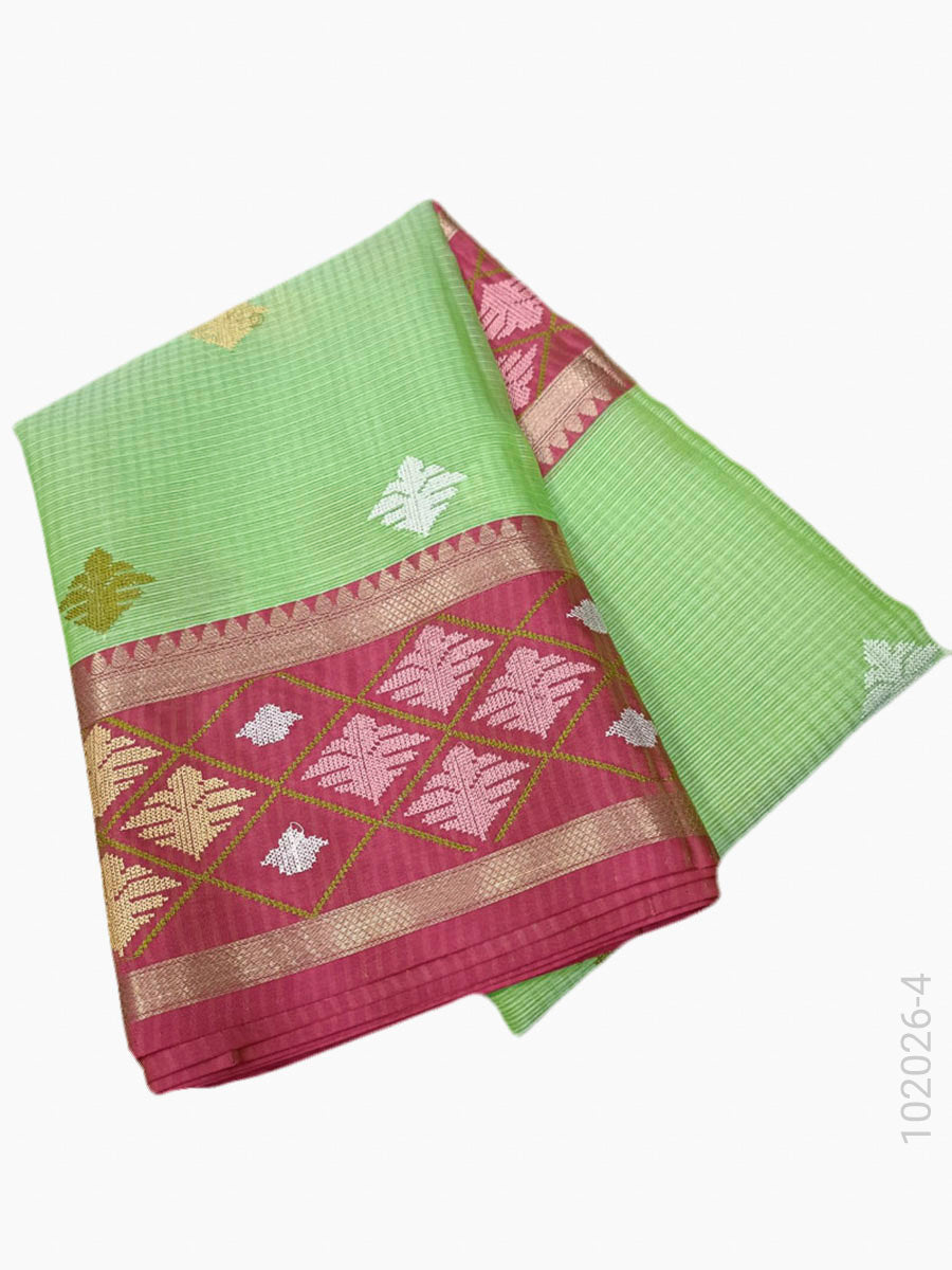 Cotton Embroidery Work Kota Checks Banarasi Saree