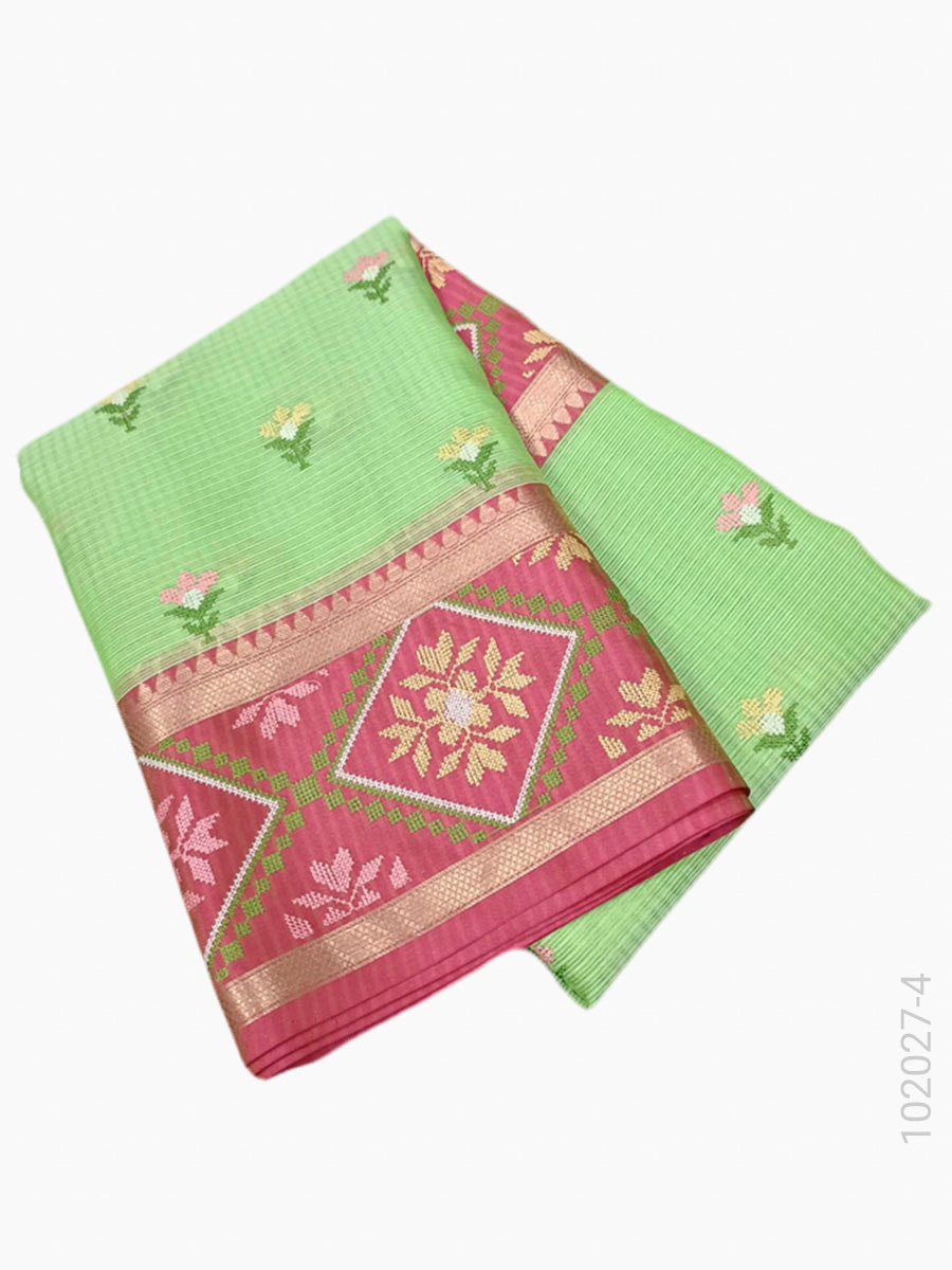 Cotton Embroidery Work Kota Checks Banarasi Saree