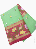 Cotton Embroidery Work Kota Checks Banarasi Saree