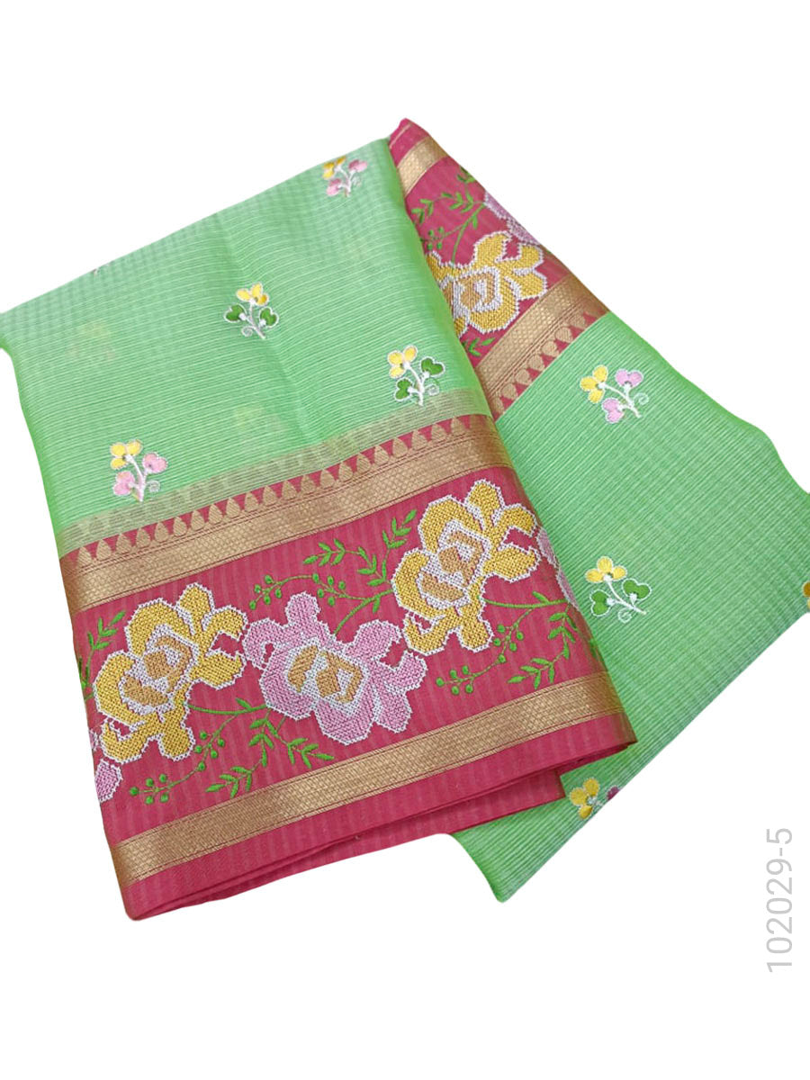 Cotton Embroidery Work Kota Checks Banarasi Saree