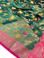 Cotton Resham and Zari Work Jaal Banarasi Saree