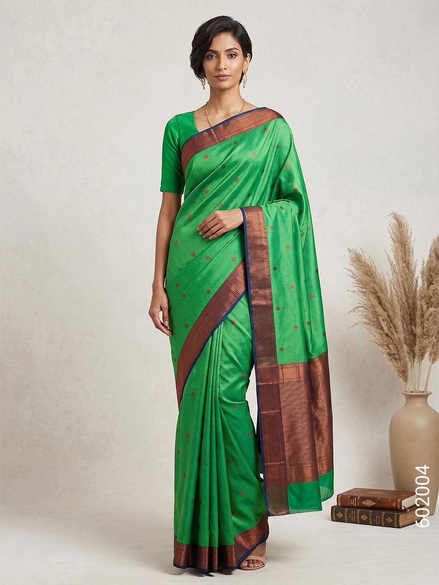 Green Cotton Silk Zari Work Banarasi Saree