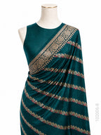 Katan Silk Zari Work Diagonal Stripe Banarasi Saree