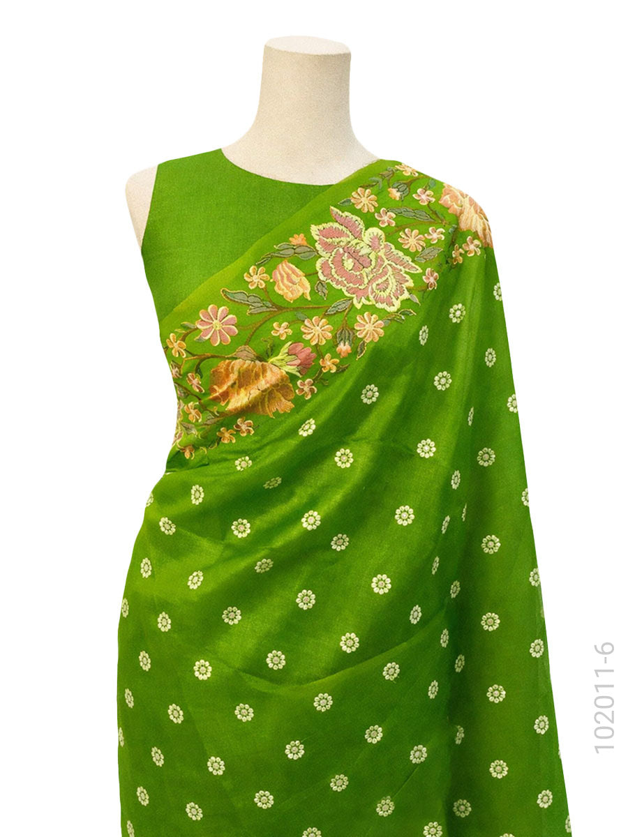 Kora Organza Embroidery Work Designer Banarasi Saree