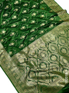 Mashru Silk Zari Work Jaal Banarasi Saree