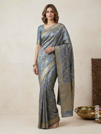 Soft Silk Zari Work Jaal Banarasi Saree
