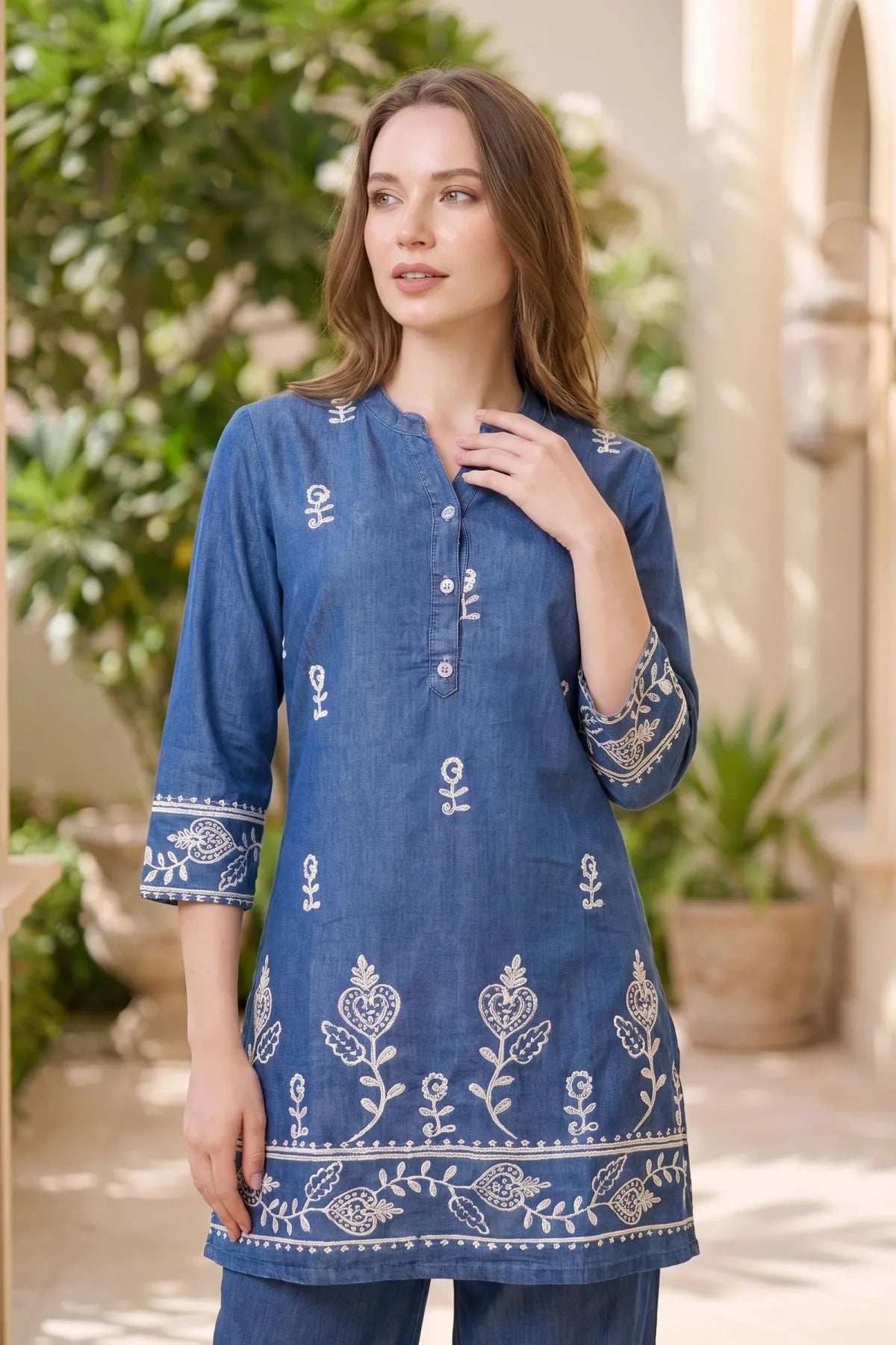 Indigo Blue Denim Kurta Palazzo Co-ord Set
