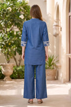 Indigo Blue Denim Kurta Palazzo Co-ord Set