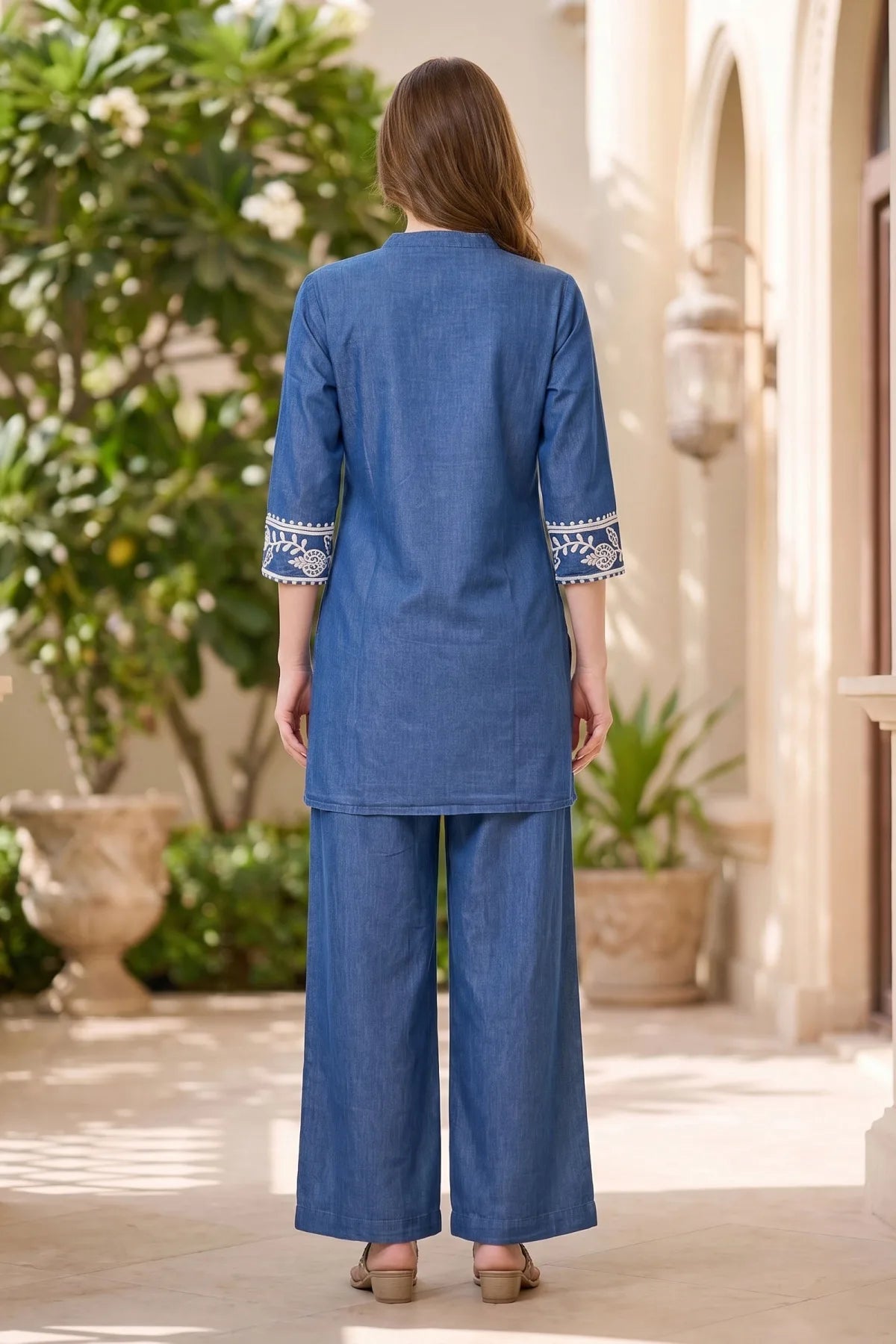 Indigo Blue Denim Kurta Palazzo Co-ord Set