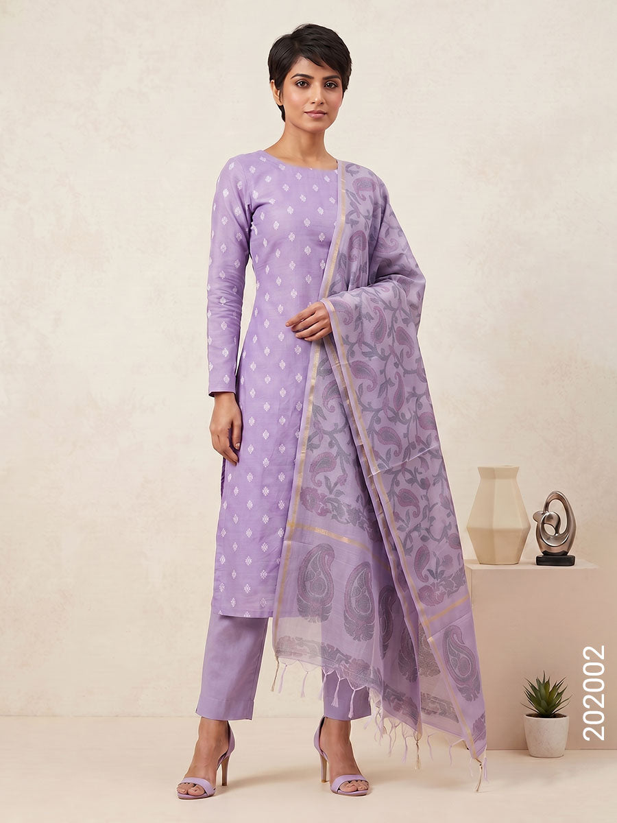 Chanderi Resham Buti Work Banarasi Suit With Chanderi Dupatta