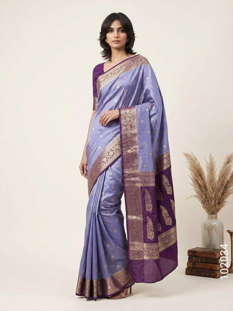 Kora Organza Zari Work Buti Banarasi Saree