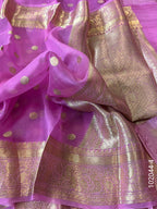 Kora Organza Zari Work Dollar Buti Banarasi Saree