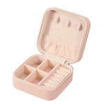 Leather Zipper Portable Storage Box Case Rings, Earrings, Necklace