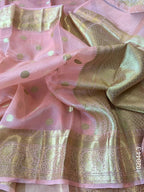 Kora Organza Zari Work Dollar Buti Banarasi Saree