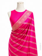 Katan Silk Zari Work Diagonal Stripe Banarasi Saree