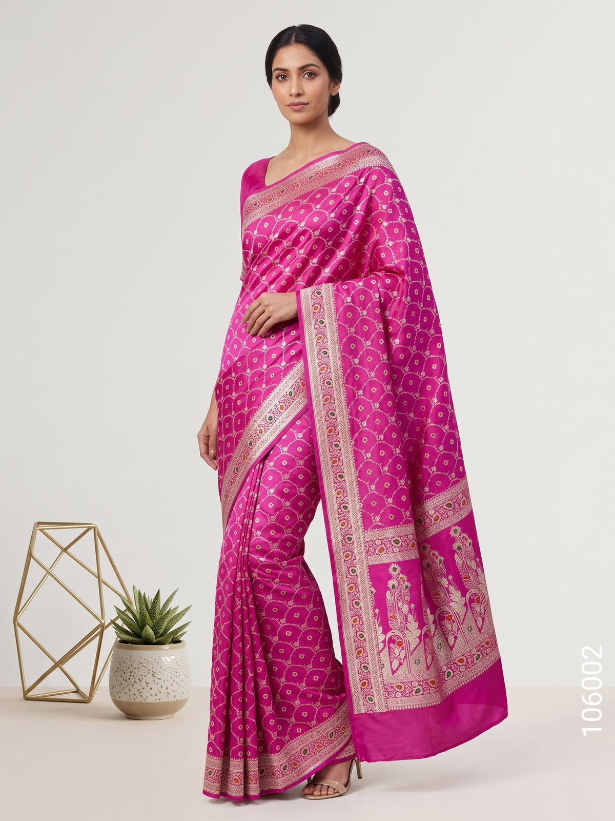 Mashru Silk Resham and Zari Jaal Work Banarasi Saree