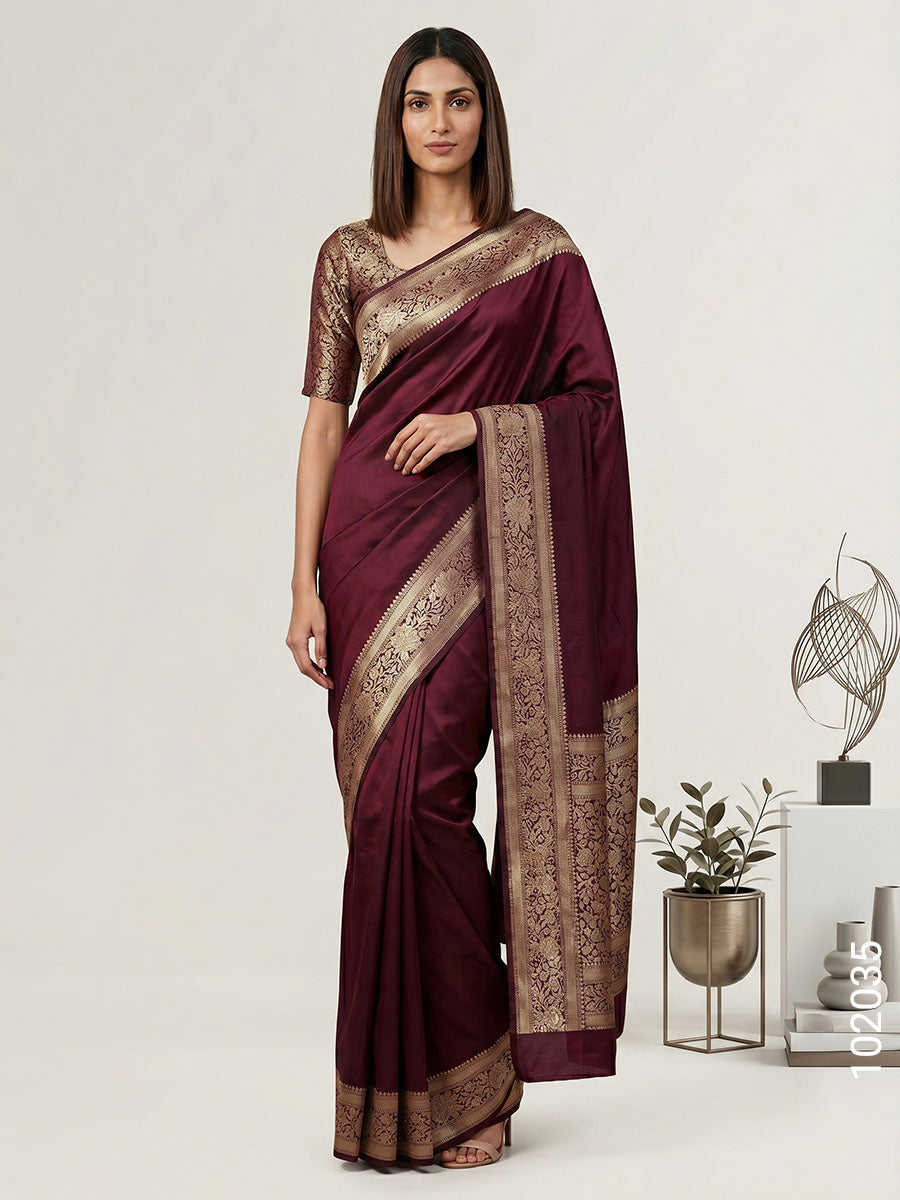 Katan Silk Zari Work Designer Banarasi Saree