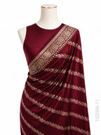 Katan Silk Zari Work Diagonal Stripe Banarasi Saree