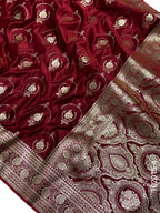 Mashru Silk Zari Work Jaal Banarasi Saree