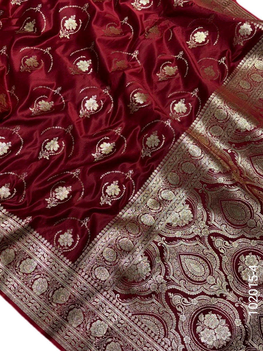 Mashru Silk Zari Work Jaal Banarasi Saree