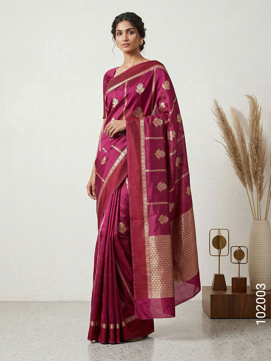Soft Silk Zari Work Buta Banarasi Saree