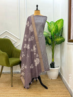 Chanderi Designer Floral Work Banarasi Suit With Chanderi Dupatta