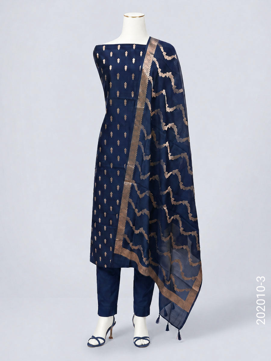 Katan Silk Zari Buti Work Banarasi Suit With Katan Silk Dupatta