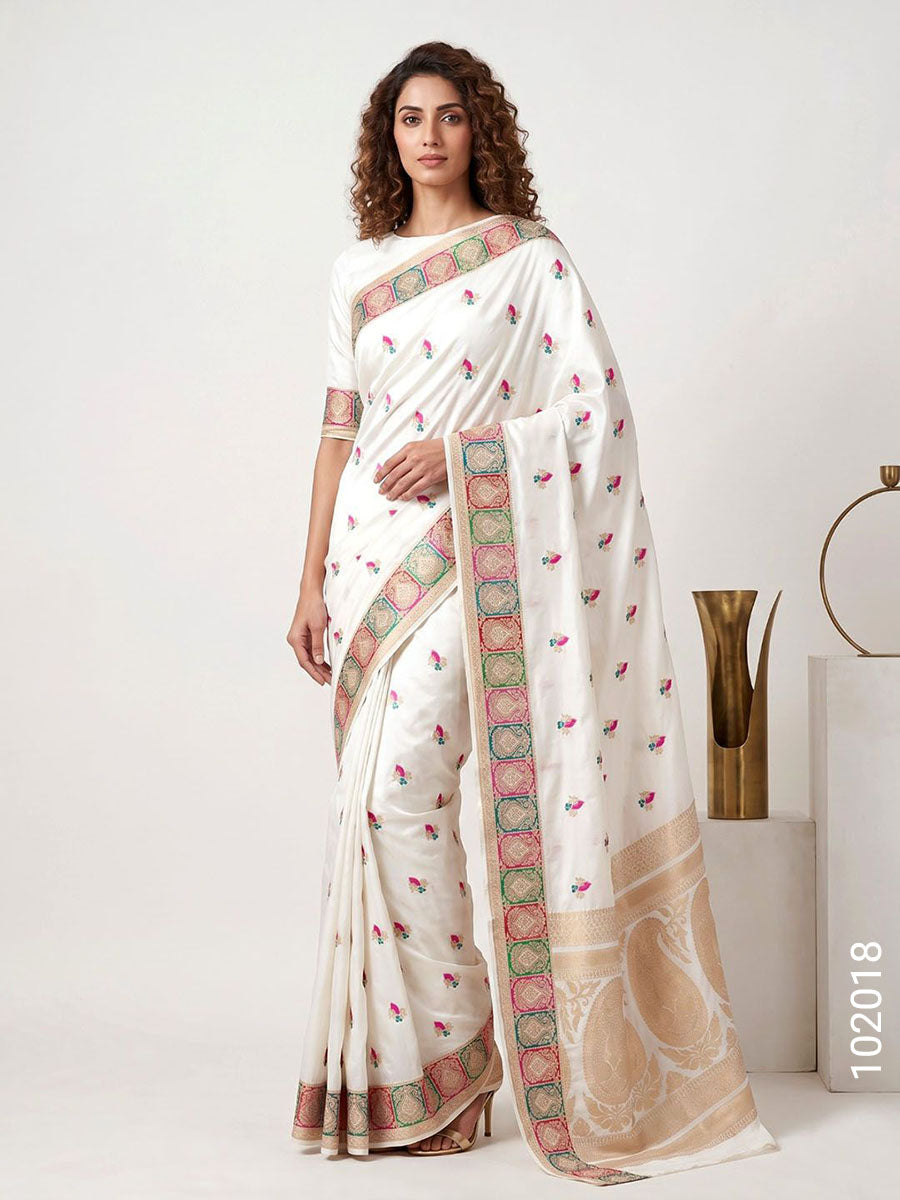 Mashru Silk Resham and Zari Work Designer Banarasi Saree
