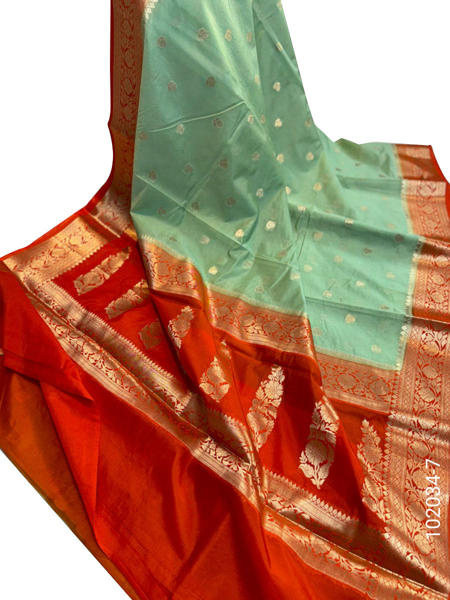 Kora Organza Zari Work Buti Banarasi Saree