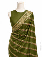 Katan Silk Zari Work Diagonal Stripe Banarasi Saree