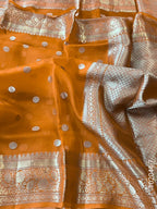 Kora Organza Zari Work Dollar Buti Banarasi Saree