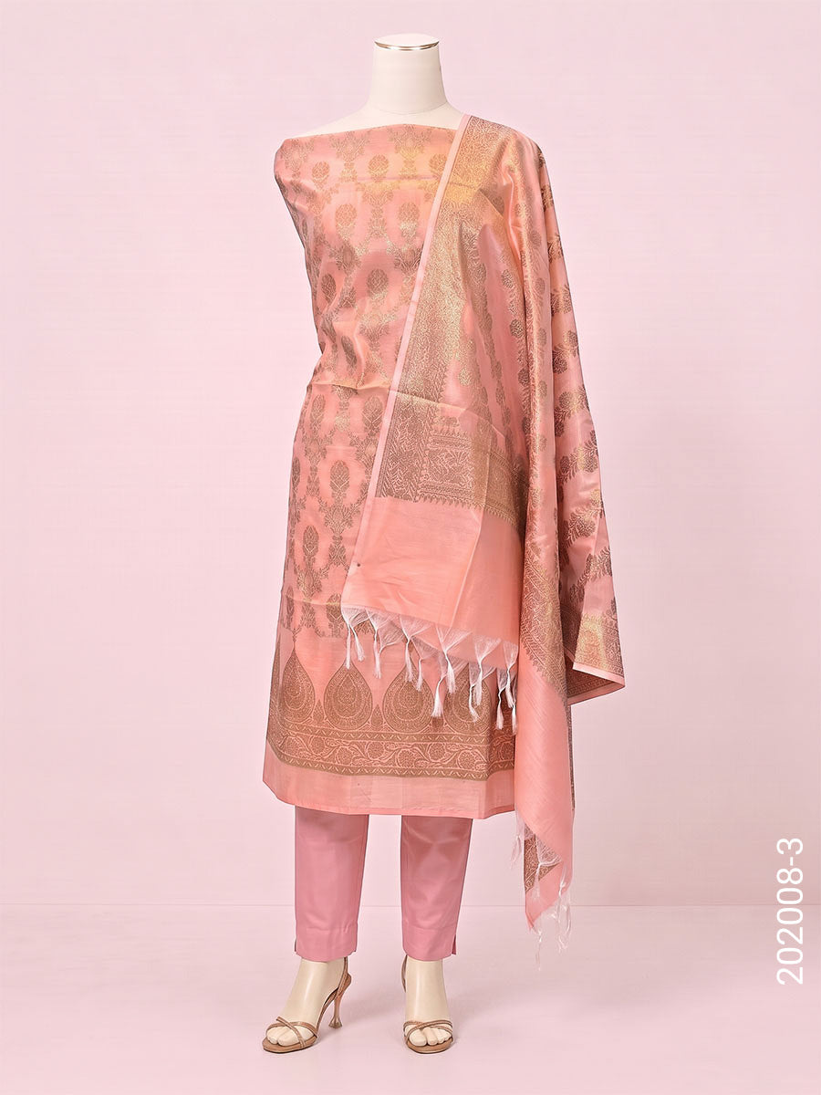 Cotton Silk Zari Jaal Work Banarasi Suit With Cotton Silk Dupatta