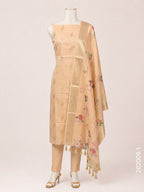 Mercerized Cotton Zari Buta Work Banarasi Suit With Chanderi Dupatta