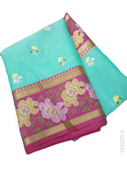Cotton Embroidery Work Kota Checks Banarasi Saree