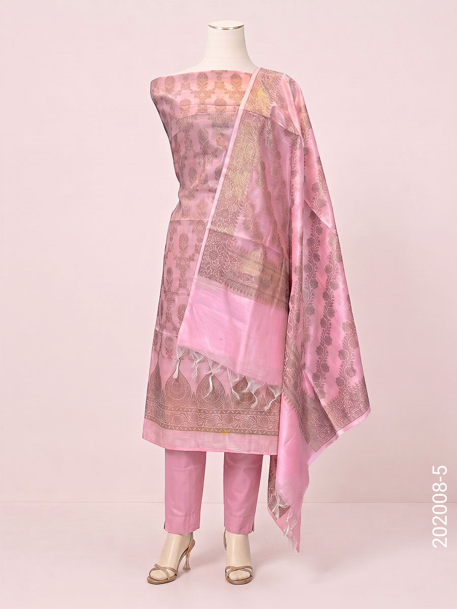 Cotton Silk Zari Jaal Work Banarasi Suit With Cotton Silk Dupatta