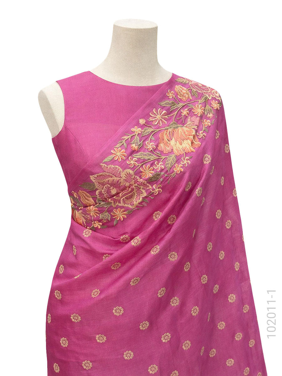 Kora Organza Embroidery Work Designer Banarasi Saree