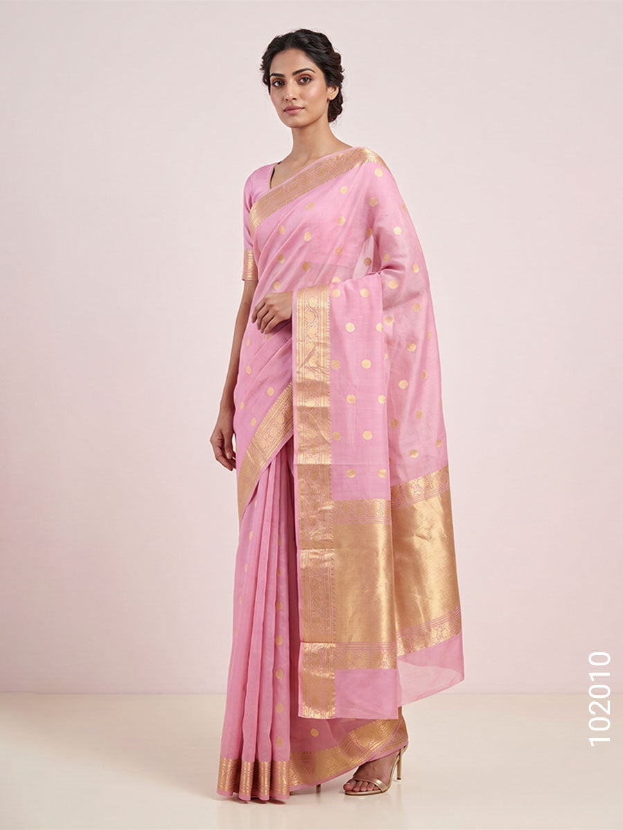 Kora Organza Zari Work Buta Banarasi Saree