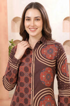 Coffee Brown Modal Silk Shirt Style Tunic