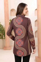 Coffee Brown Modal Silk Shirt Style Tunic