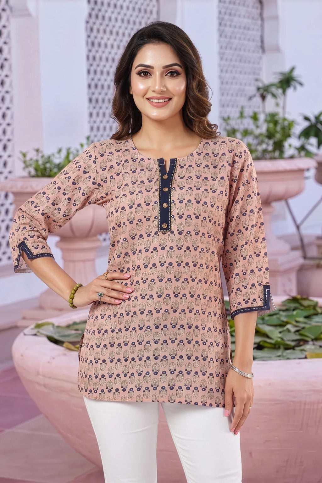 Pretty Pastel Cheeku Rayon Round Neck Short Kurti