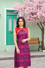 Wine Purple Jacket Style Printed Cotton Kurti