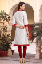 White and Gold Raw Silk Tunic with Handwork
