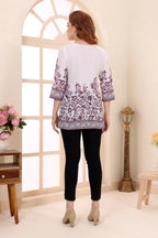 Purple Cotton Short Kurti Tunic Top with Ethnic Motifs